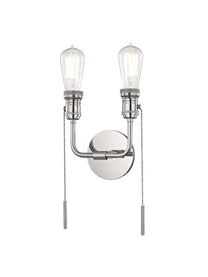 Lexi 2-Light Wall Sconce in Polished Nickel.